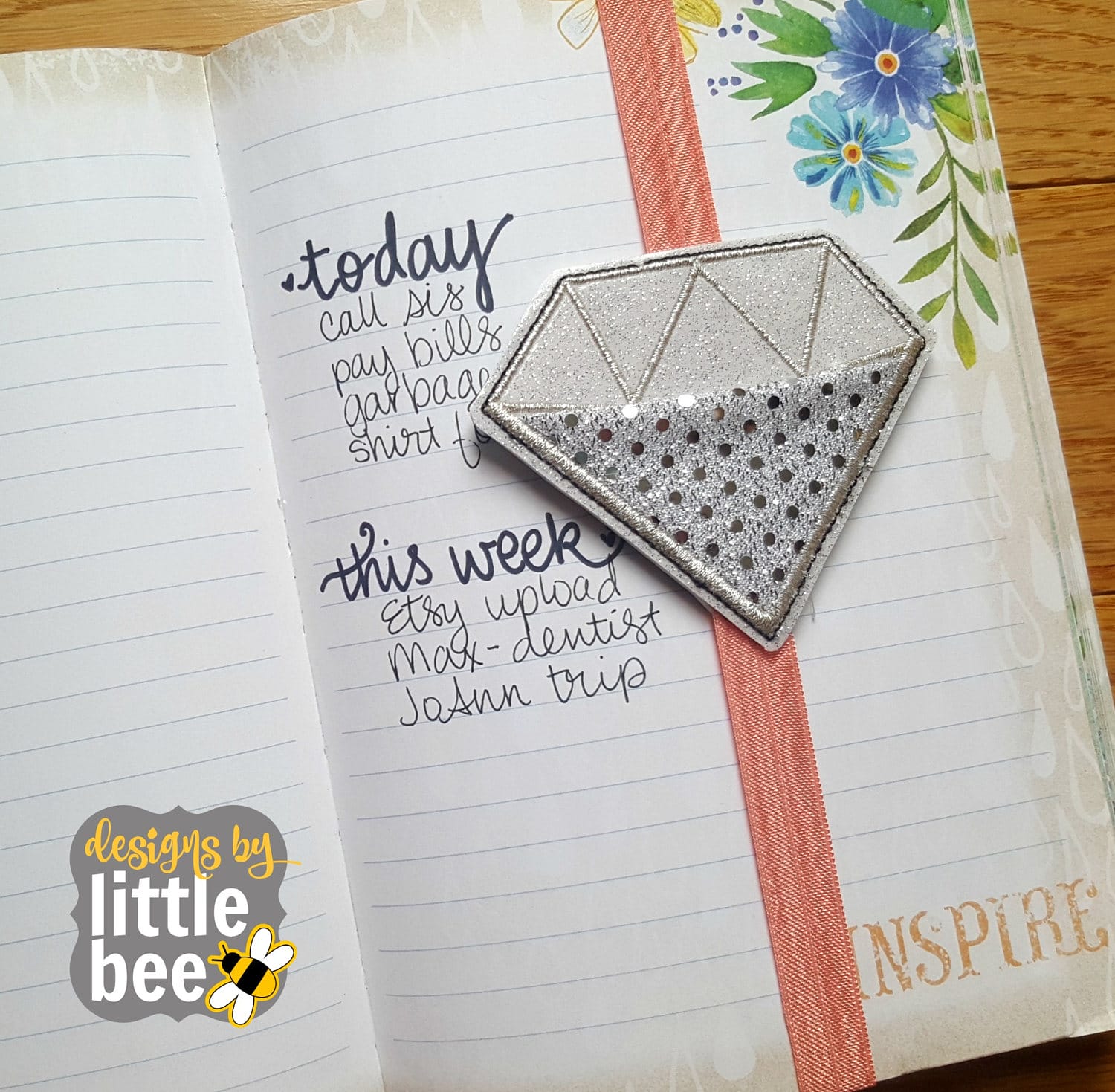 Diamond Pocket Slide Through Book Band, Planner Bookmark 03 31 2017 -  Designs by Little Bee