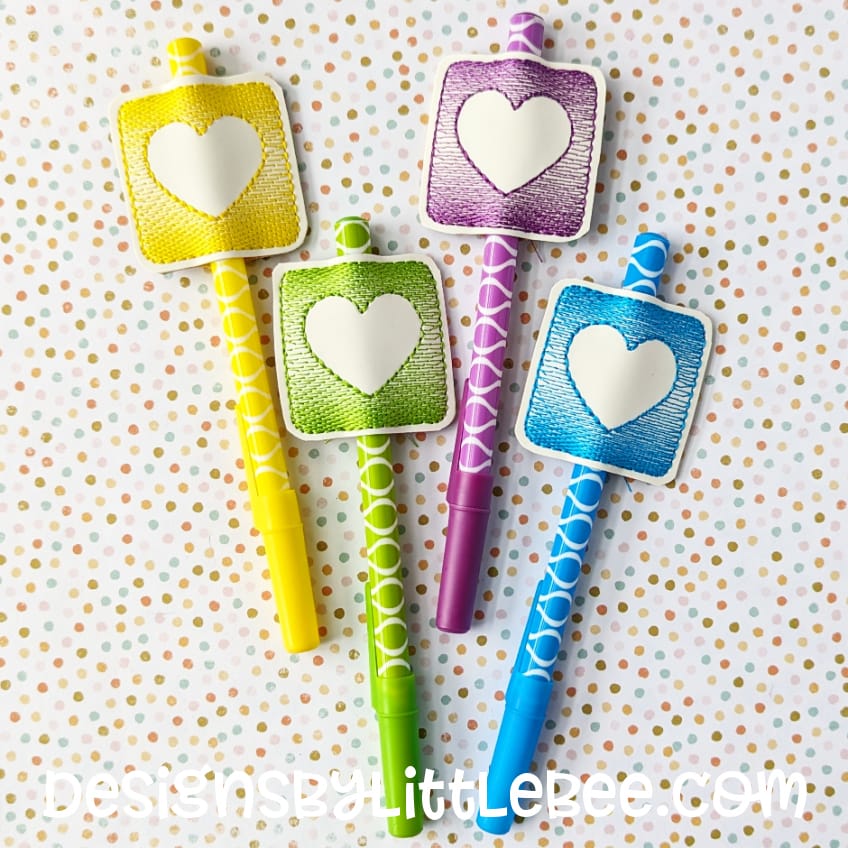 Gradient Heart Feltie and Pen / Pencil Hugger - Designs by Little Bee