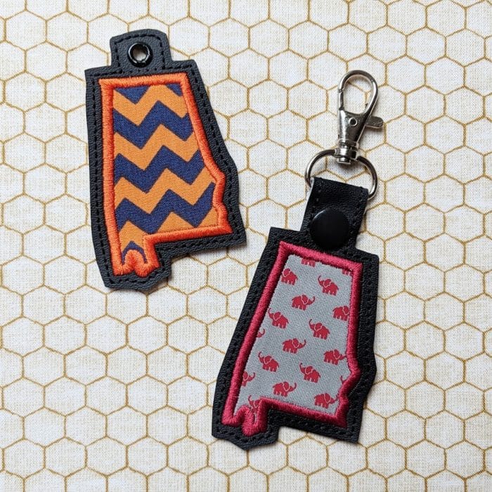 Alabama Applique - State Snap Tab & Eyelet Fob - August 2019
