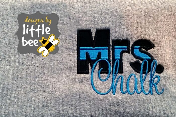 Mrs. Blue Line Law Enforcement Applique