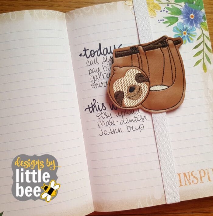 Sloth on Branch Book Bookmark Planner Band 03 24 2017