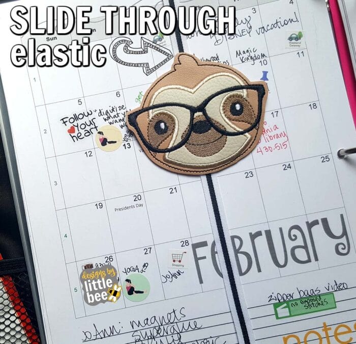 Sloth with Glasses / Nerd Sloth Slide Through Bookmark, Planner Band, Headband Accessory 04 14 2017