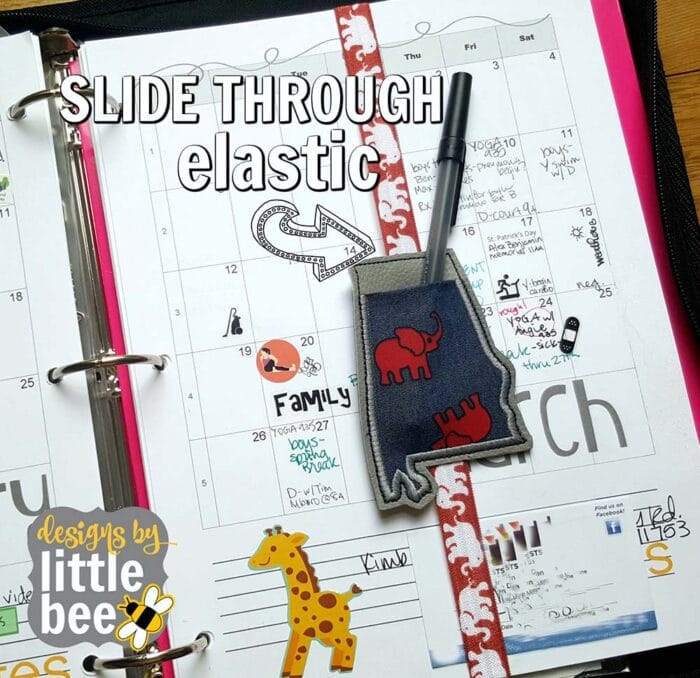 Alabama State Applique Pocket Book Planner Band, Bookmark 04 14 2017
