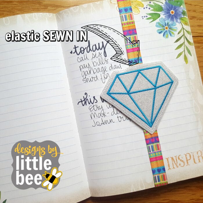 Diamond SEWN IN Book Planner Band, Bookmark 03 31 2017