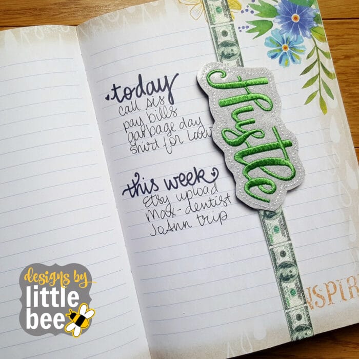 Hustle SEWN IN Planner, Book Band, Bookmark 03 31 2017