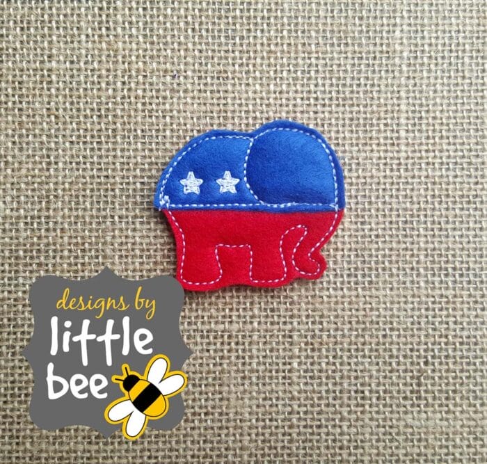Red, White, and Blue American Republican Party Elephant Political Feltie