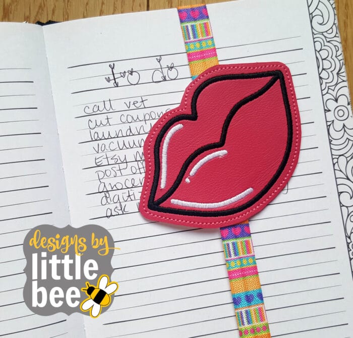 Lips SEWN IN Book, Planner Band Bookmark 02 10 2017