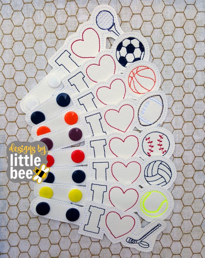 I Love Sports Snap Tab VALUE PACK: Tennis, Baseball, Football, Volleyball, Hockey