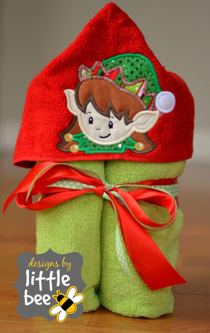 Elf Girl Hooded Towel / Edge Peeker Applique