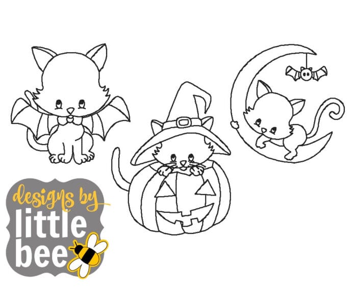 Halloween / Fall Cats Colorwork / Linework Embroidery