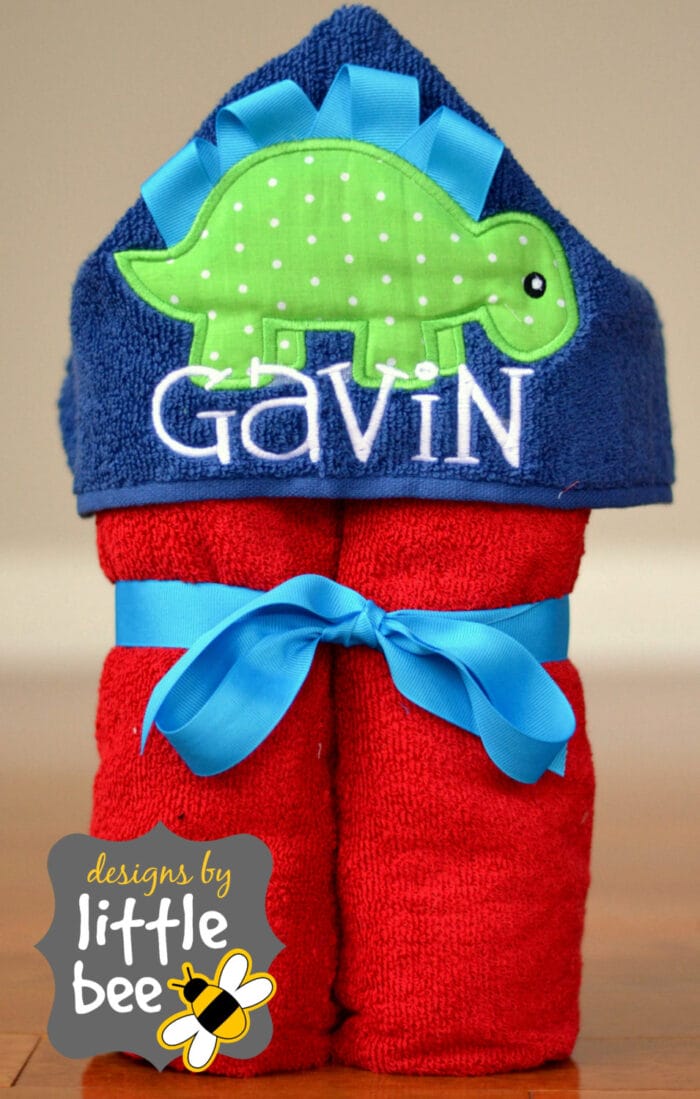 Dinosaur Hooded Towel, Edge / Peeker Applique