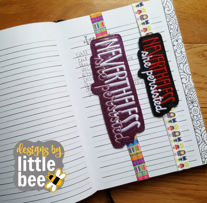 Nevertheless She Persisted SEWN IN Book, Planner Band, Bookmark 02 10 2017