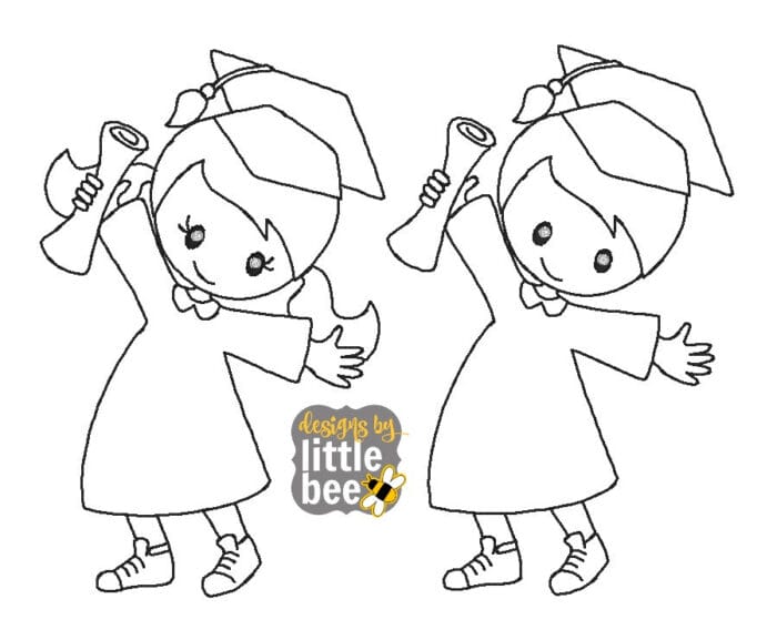 Boy & Girl Graduate Linework / Bean Stitch Embroidery