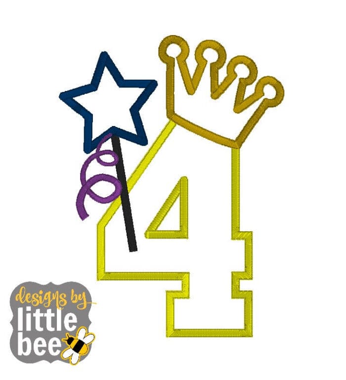 Birthday Princess Number 4 Applique 03 31 2017