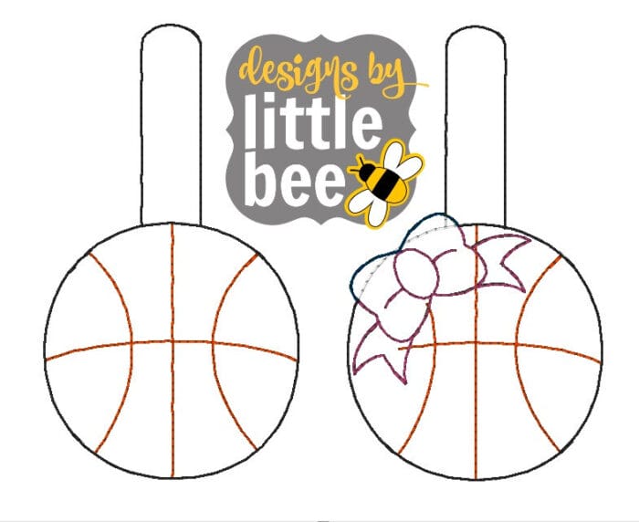 Basketball and Bow Key Fob / Snap Tab Set