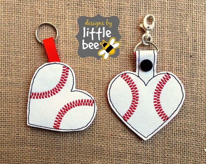 Baseball / Softball Heart Key Fob / Snap Tab Set