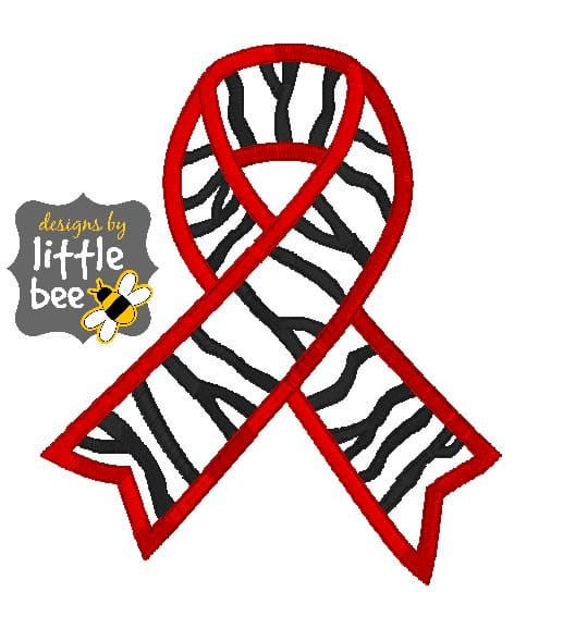 Awareness Ribbon with Tiger Stripes Applique - Designs by Little Bee