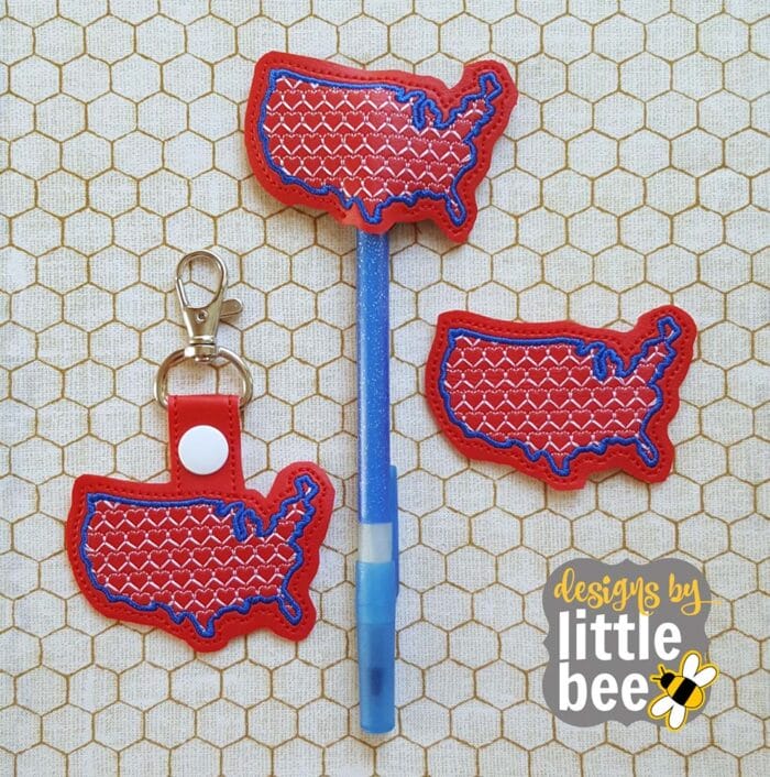 American Flag USA SET: Snap Tab, Pencil / Pen Topper, Feltie