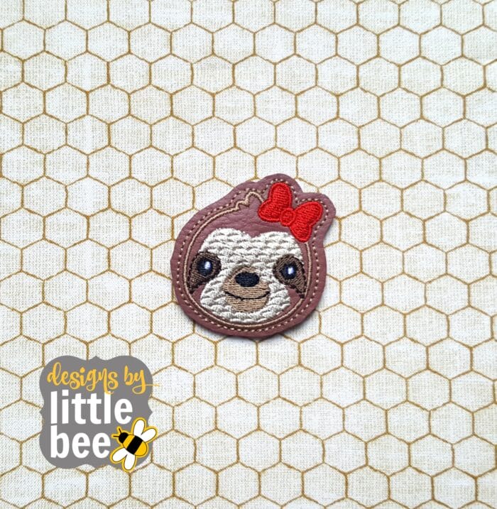 Sloth with Bow Feltie 08 18 2017