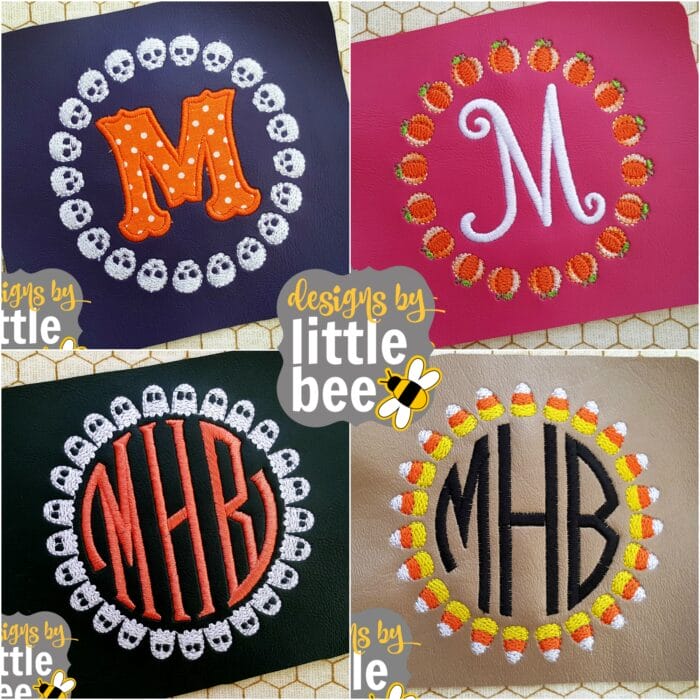 Monogram Frame Circle Full Halloween / Fall Set: Spiders, Pumpkins, Skulls, Ghosts