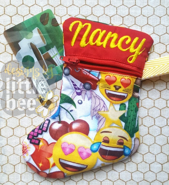 Christmas Stocking Zipper Bag - NO EXPOSED stitching inside