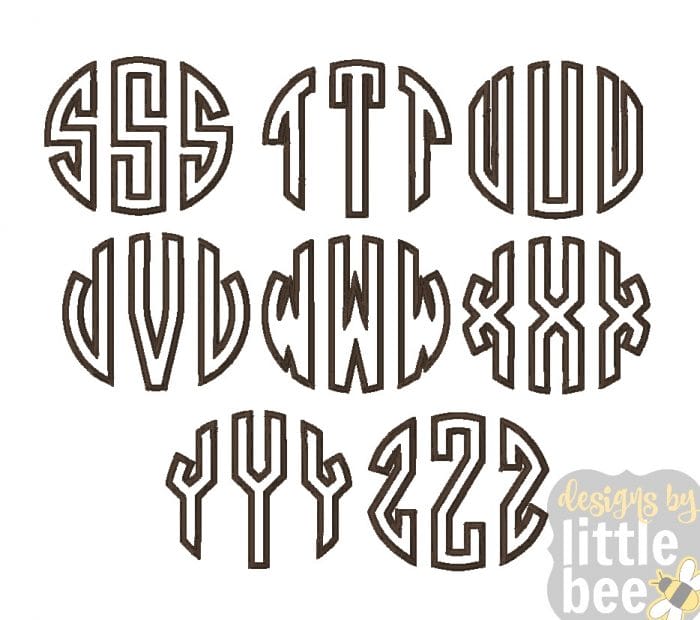 Circle Monogram Applique - Embroidery Font 4x4, 5x7, 6x10, 7x11 - Image 4