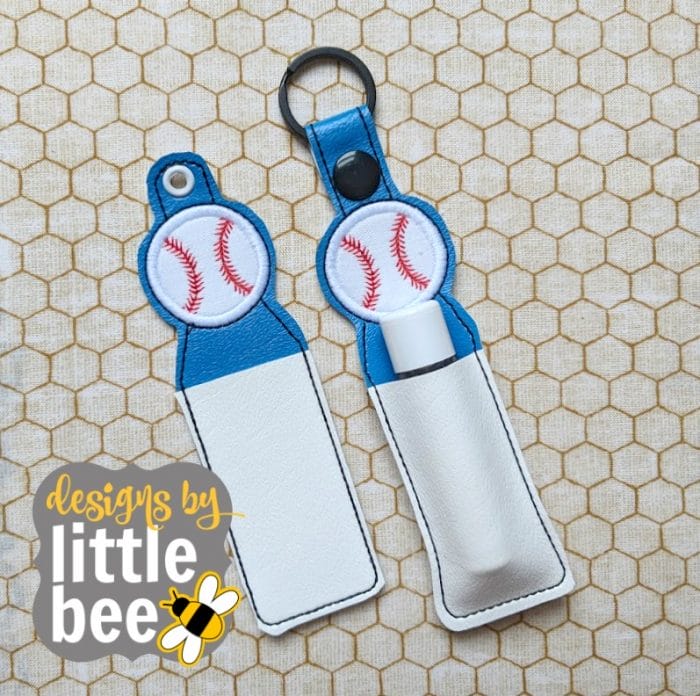 Baseball / Softball Lip Balm Holder - Snap Tab & Eyelet Key Fob SET 02 16 2018