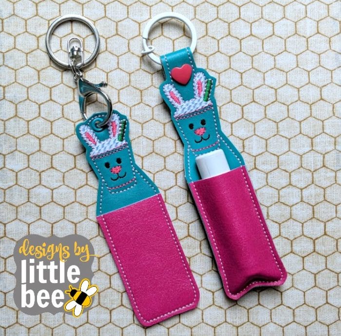 Bunny Coffee Lip Balm Holder - Snap Tab & Eyelet Key Fob SET 03 09 2018