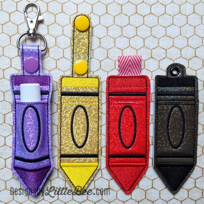 Crayon Lip Balm Holder - Snap Tab, Eyelet, Ribbon Key Fob SET 04 23 2018