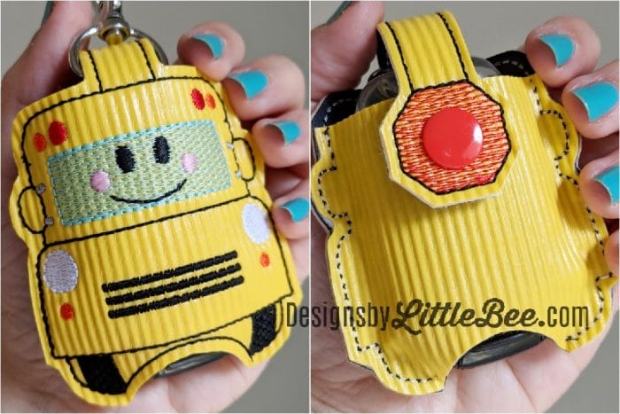 School Bus Hand Sanitizer Holder Key Fob & Snap Tab - Image 2