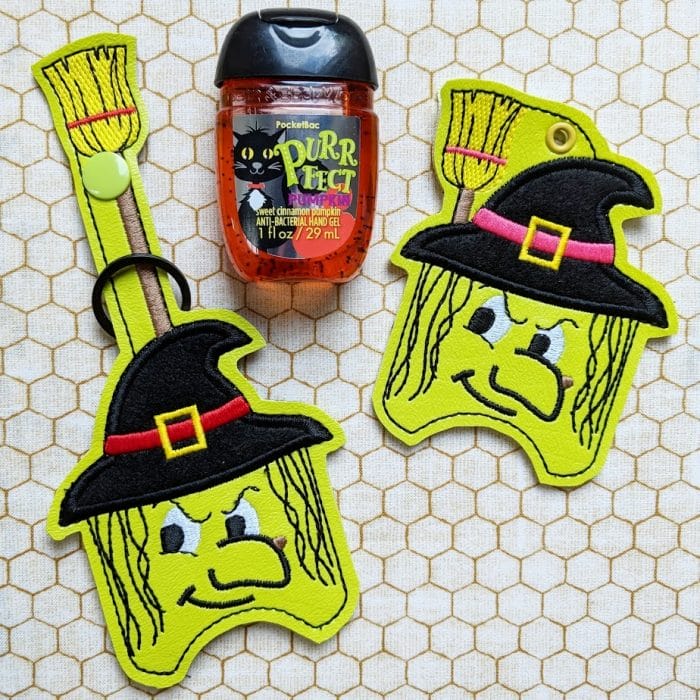 Witch Hand Sanitizer Holder Key Fob & Snap Tab