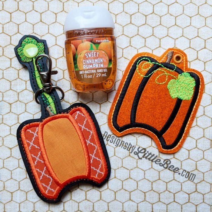 Pumpkin Hand Sanitizer Holder Key Fob & Snap Tab