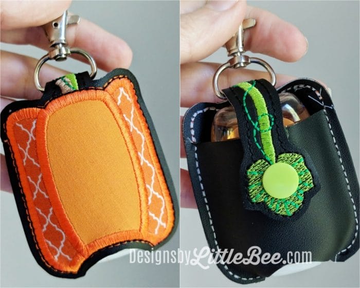 Pumpkin Hand Sanitizer Holder Key Fob & Snap Tab - Image 2