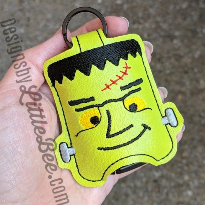 Frankenstein Hand Sanitizer Holder Key Fob & Snap Tab - Image 2