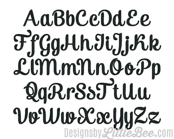 Heirloom Script Embroidery Font - 1" 1.5" 2" - August 2018