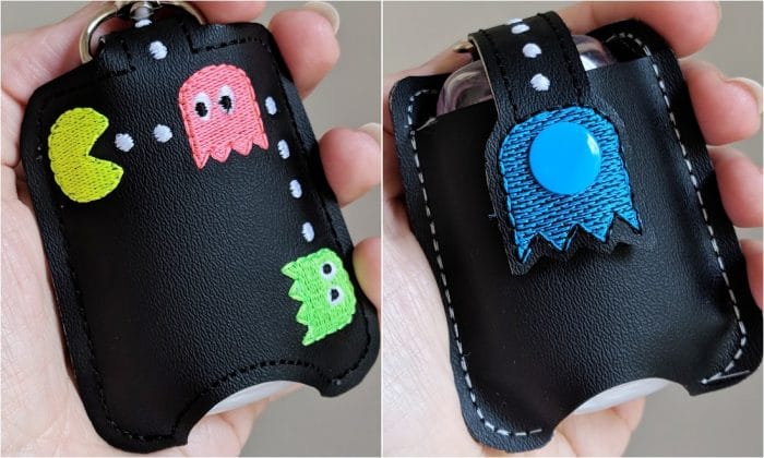 Pacman Hand Sanitizer Holder Key Fob & Snap Tab - Image 2