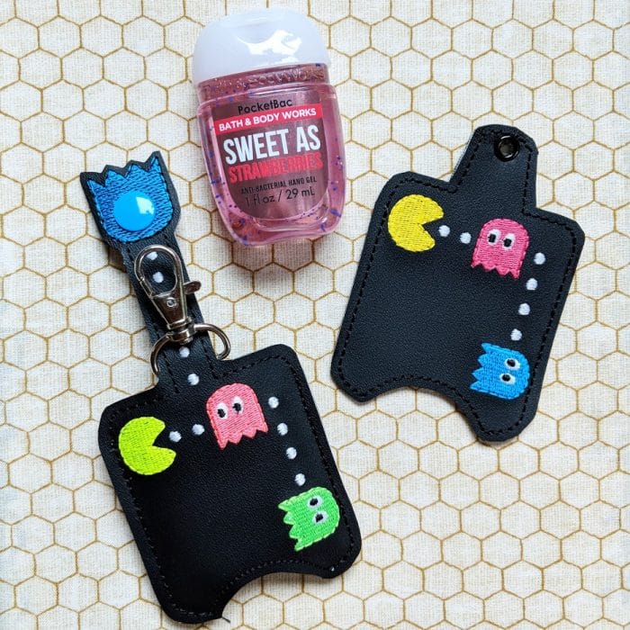 Pacman Hand Sanitizer Holder Key Fob & Snap Tab