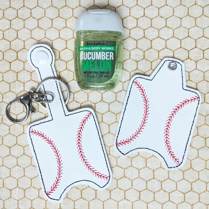 Baseball - Sports Hand Sanitizer Holder Key Fob & Snap Tab