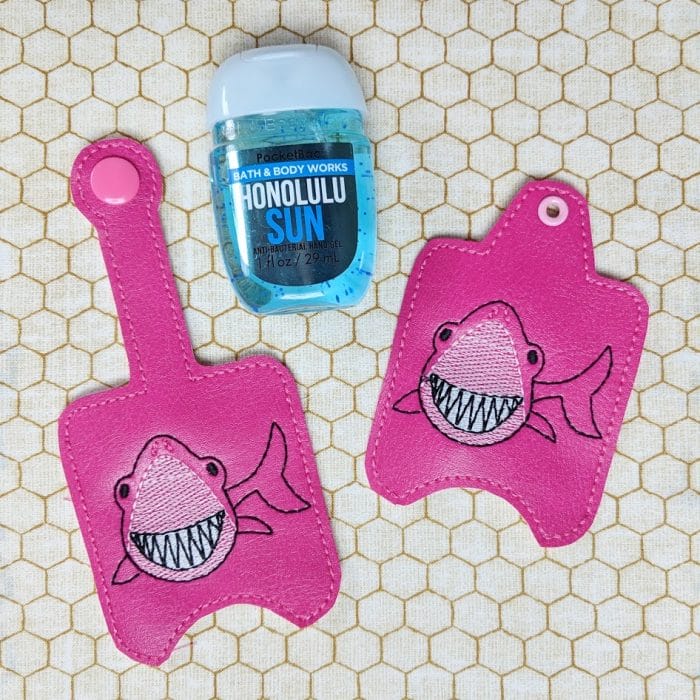 Shark 3 Hand Sanitizer Holder Key Fob & Snap Tab