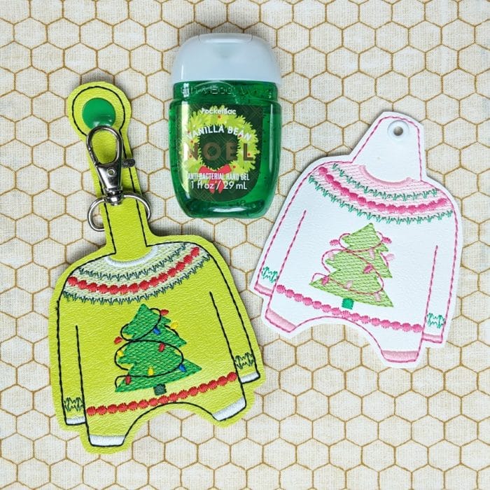 Ugly Sweater Hand Sanitizer Holder Key Fob & Snap Tab - December 2018