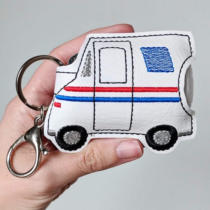 Mail Truck Hand Sanitizer Holder Key Fob & Snap Tab - November 2018