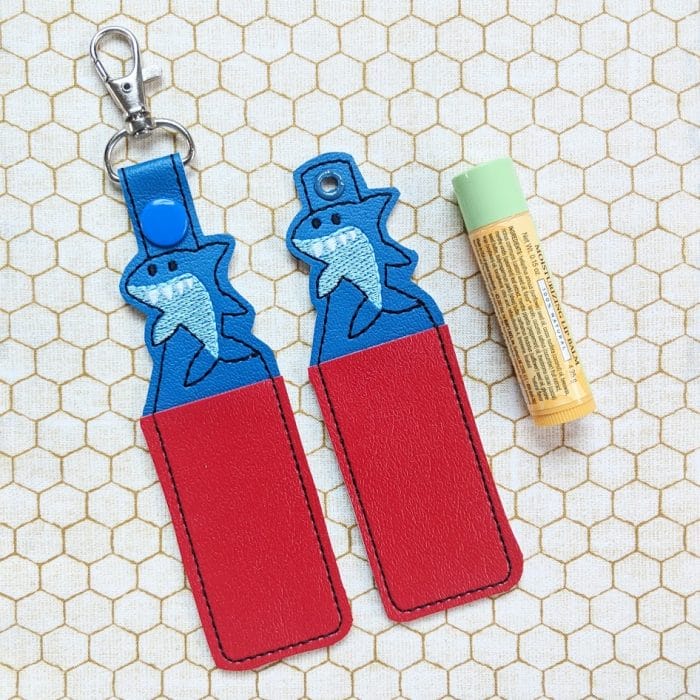 Shark 1 Lip Balm Holder - Snap Tab & Eyelet Key Fob SET