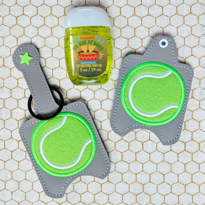 Tennis Hand Sanitizer Holder Key Fob & Snap Tab
