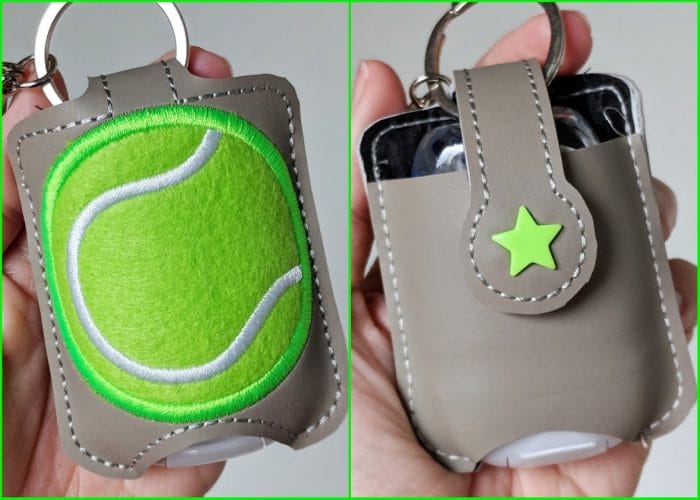 Tennis Hand Sanitizer Holder Key Fob & Snap Tab - Image 2