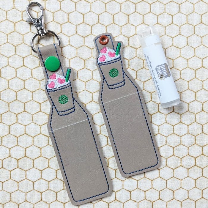 Valentine Coffee Lip Balm Holder - Snap Tab & Eyelet Key Fob SET