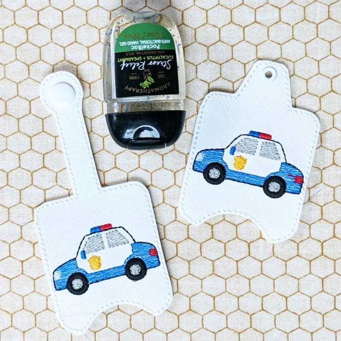 Police Car Hand Sanitizer Holder Key Fob & Snap Tab - March 2019