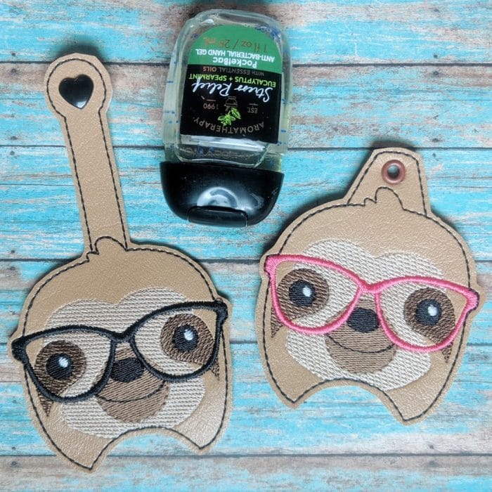 Sloth with Glasses Hand Sanitizer Holder Key Fob & Snap Tab - June 2019