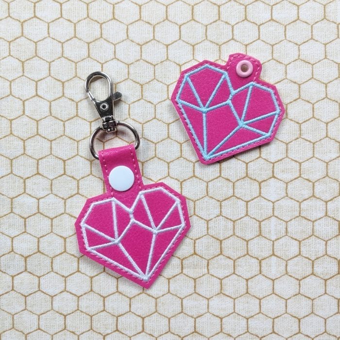 Geometric Heart Snap Tab & Eyelet Key Fob Set - September 2019