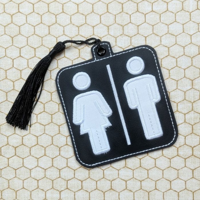 ITH Super Sized Eyelet Fob, Restroom Symbol - "Hall Pass" or Bookmark - August 2019
