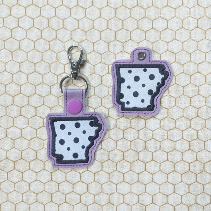 Arkansas Applique Snap Tab & Eyelet Key Fob - August 2019